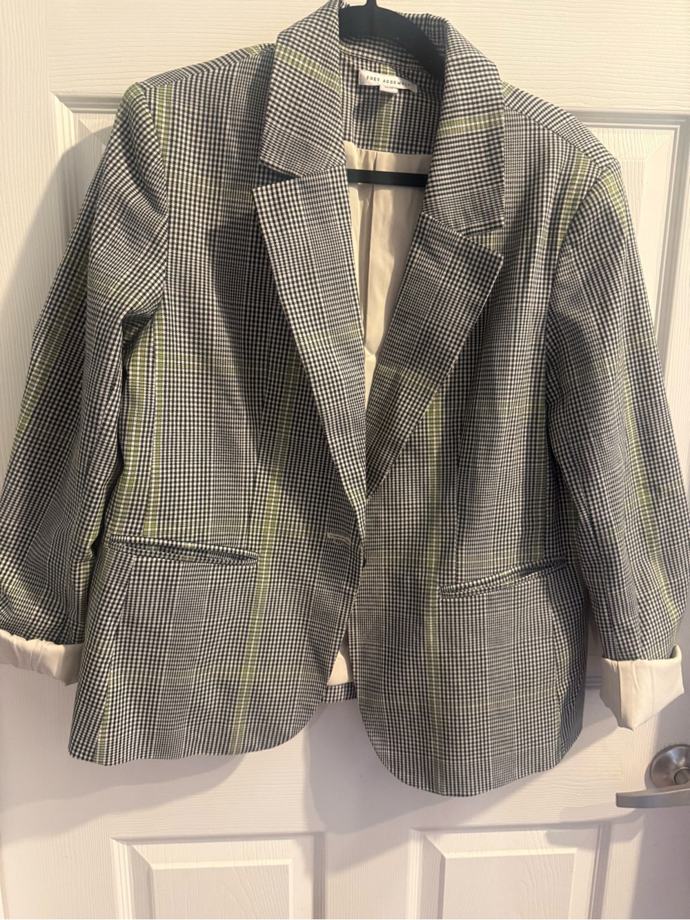 Free Assembly Blazer with Subtle Lime Stripe - Black & White size L